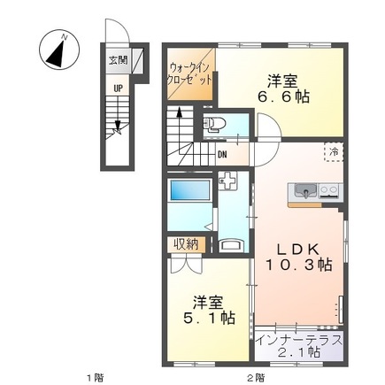 松江市法吉町のアパートの間取り