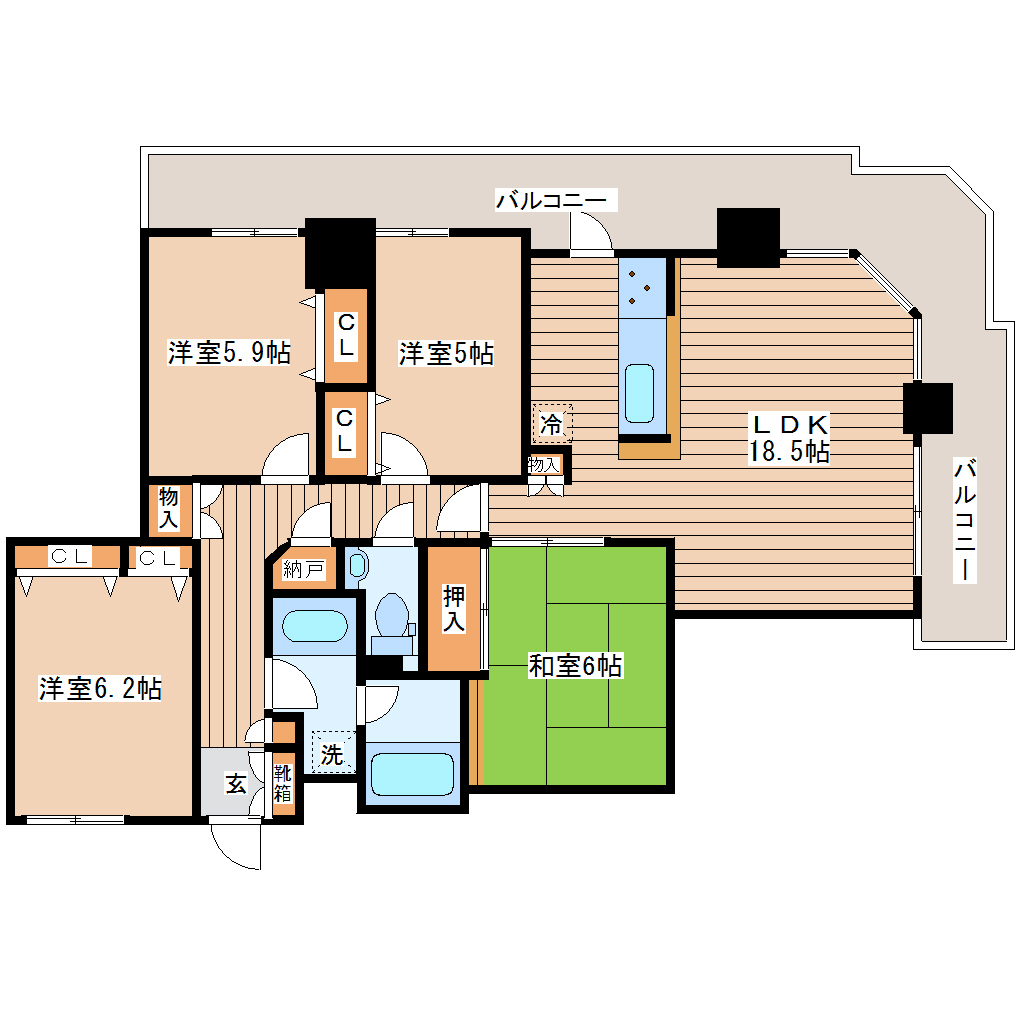 ライオンズタワー仙台長町の間取り