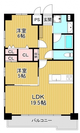 北九州市小倉北区真鶴のマンションの間取り