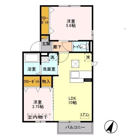 八潮市大字柳之宮のアパートの間取り