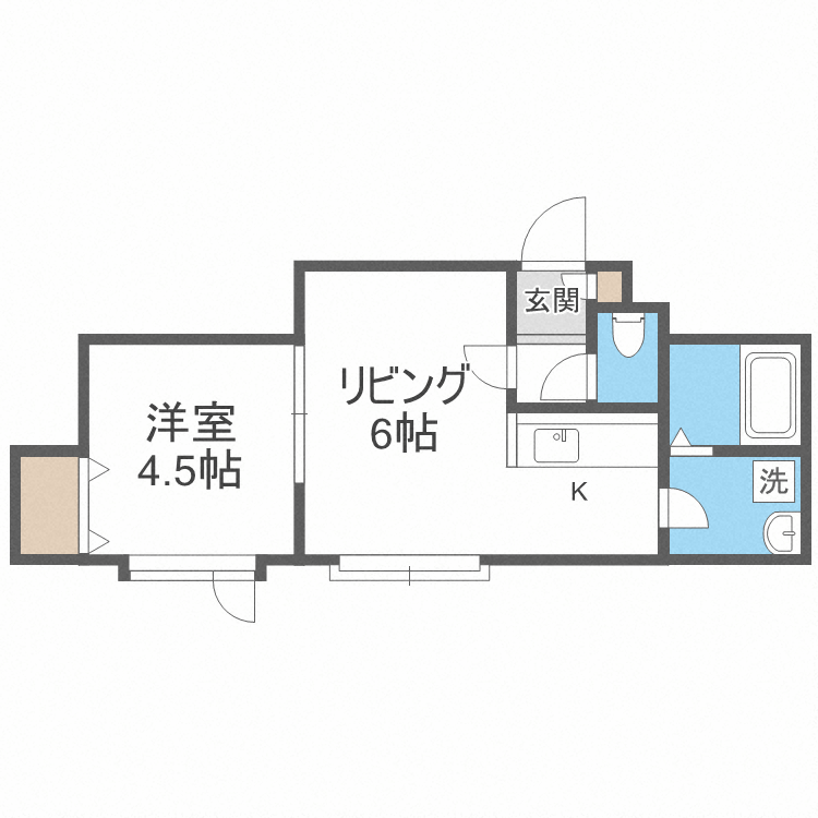 札幌市中央区南二十一条西のアパートの間取り