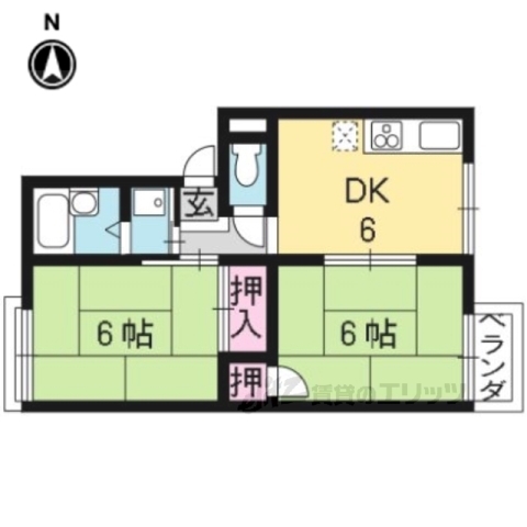 京都市西京区松尾大利町のアパートの間取り