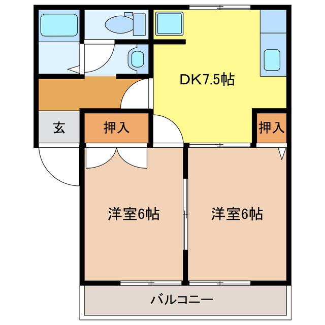 セジュール長尾Aの間取り