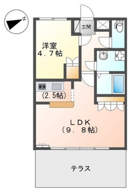 姫路市飾磨区阿成鹿古のアパートの間取り