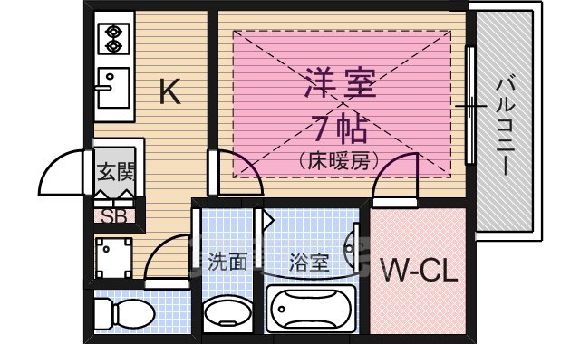 京都市右京区山ノ内苗町のアパートの間取り