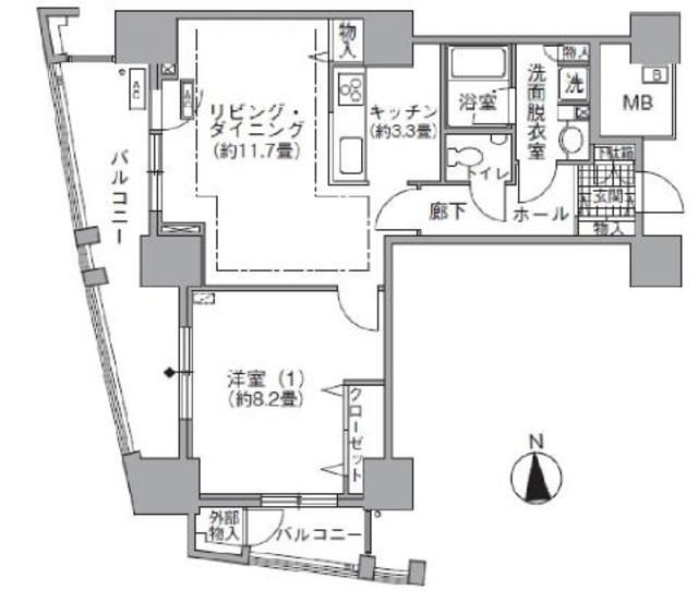 港区海岸のマンションの間取り