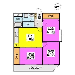 福岡市早良区原のマンションの間取り