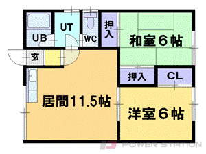 小樽市松ケ枝のアパートの間取り