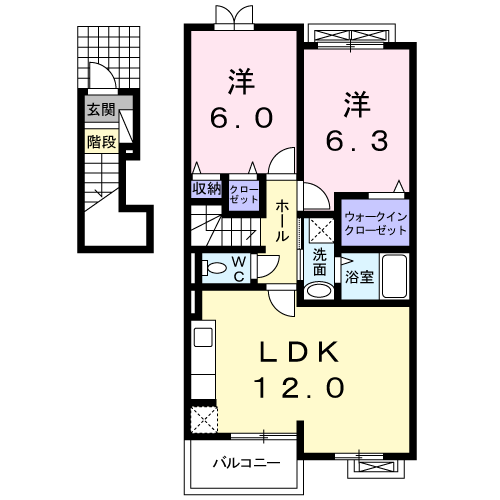 南アルプス市西野のアパートの間取り