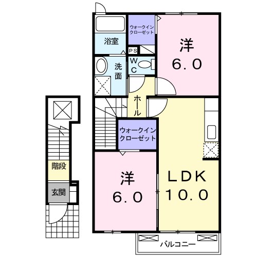 日置市東市来町湯田のアパートの間取り