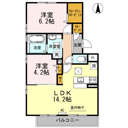 山口市小郡三軒屋町のアパートの間取り