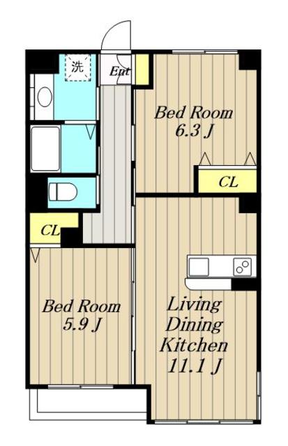 伊勢原市下糟屋のアパートの間取り