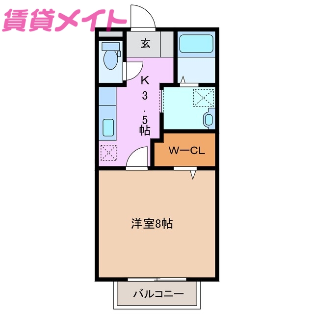 【四日市市下さざらい町のアパートの間取り】