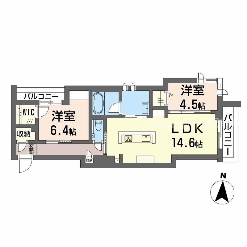 岡山市北区学南町のマンションの間取り