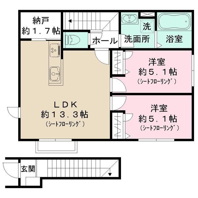 【世田谷区梅丘のアパートの間取り】