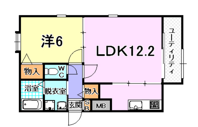 神戸市兵庫区夢野町のマンションの間取り