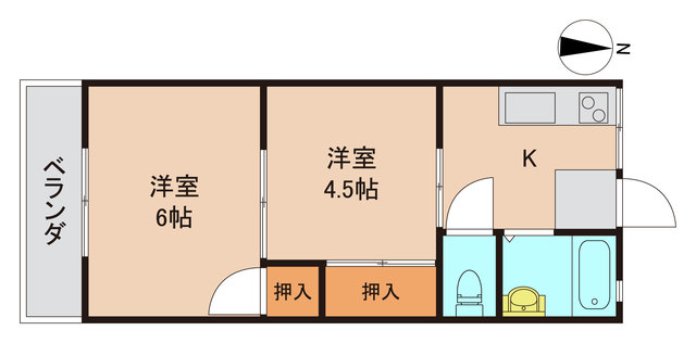 松戸市新松戸北のアパートの間取り