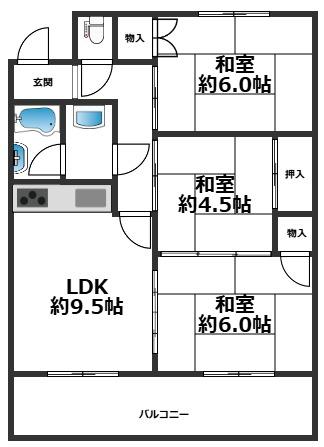 魚住コーポBの間取り