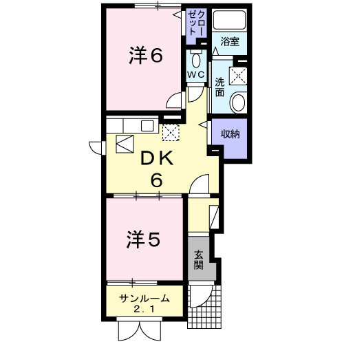 ＪＲ羽越本線 平木田駅 徒歩5分 2階建 築17年の間取り写真