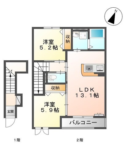 【松江市大庭町のアパートの間取り】