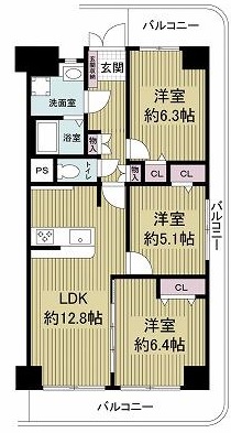 大阪市西区土佐堀のマンションの間取り