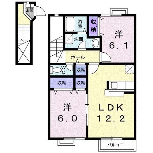 松江市下東川津町のアパートの間取り