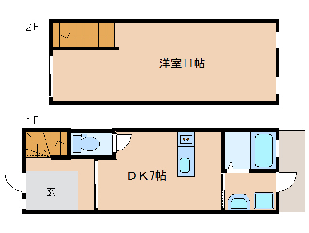 奈良市高畑町のアパートの間取り