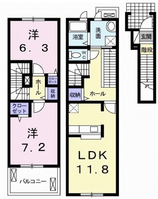 沼津市岡宮のアパートの間取り