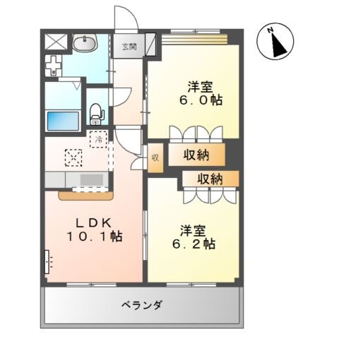 サンプレス国分B棟の間取り