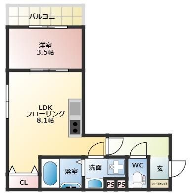 福岡市東区和白のアパートの間取り