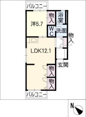 エミナンスＮＡＧＡＴＡ　Ａ棟の間取り