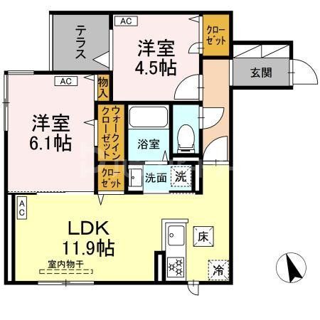 (仮)D-ROOM東四つ木Dの間取り