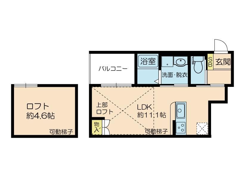 大阪市城東区関目のアパートの間取り