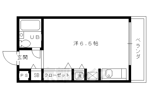 京都市北区衣笠北高橋町のマンションの間取り