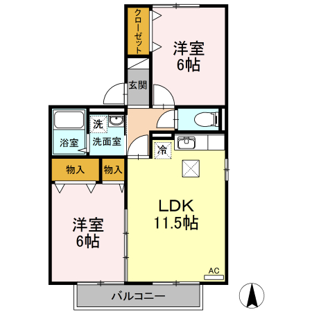 サニーハイツ　A棟の間取り