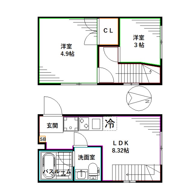西武新宿線 沼袋駅 徒歩2分 4階建 築5年の間取り写真