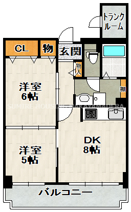 ジャルダン宝塚中山台弐番館A棟の間取り写真