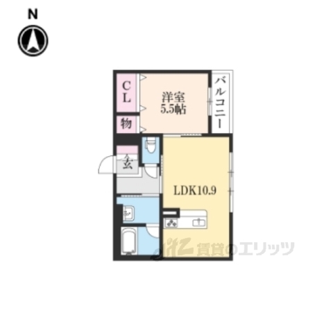 【京都市伏見区醍醐御霊ケ下町のアパートの間取り】