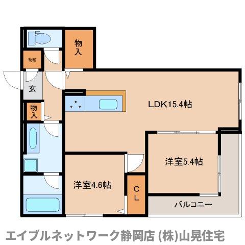 静岡市葵区北安東のアパートの間取り