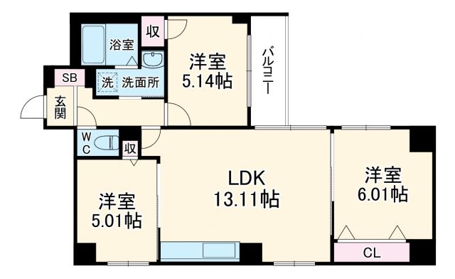 京都市中京区九町目のマンションの間取り