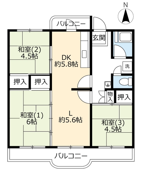 ＵＲ南新田の間取り