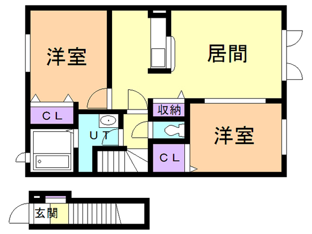 苫小牧市沼ノ端中央のアパートの間取り