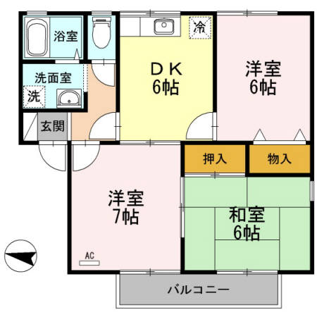 尾道市高須町のアパートの間取り