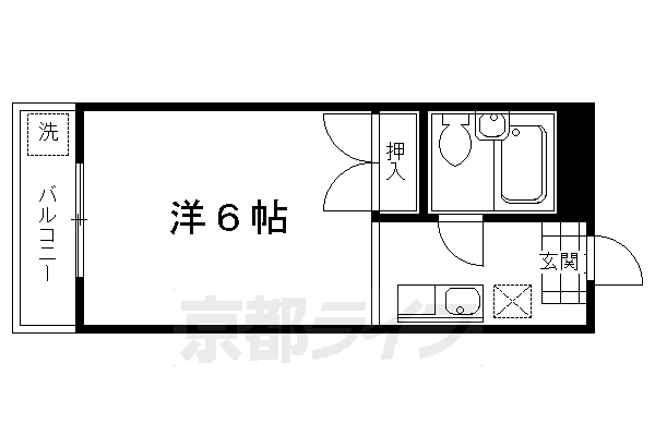 京都市左京区岡崎法勝寺町のマンションの間取り