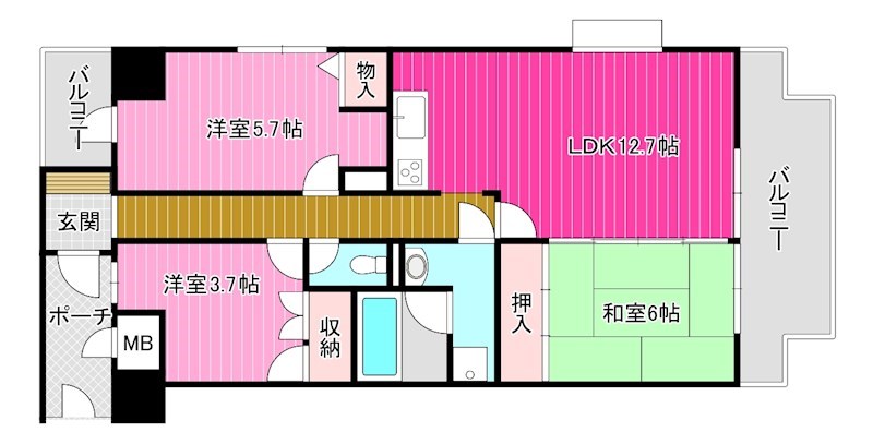 橿原市久米町のマンションの間取り