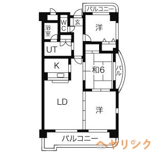 尾張旭市南原山町赤土のマンションの間取り