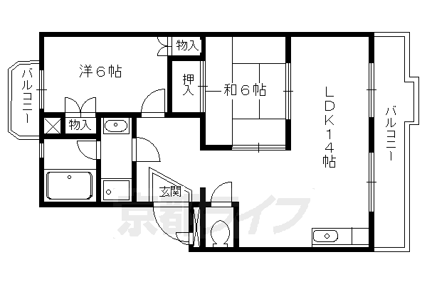 京都市北区大宮開町のマンションの間取り