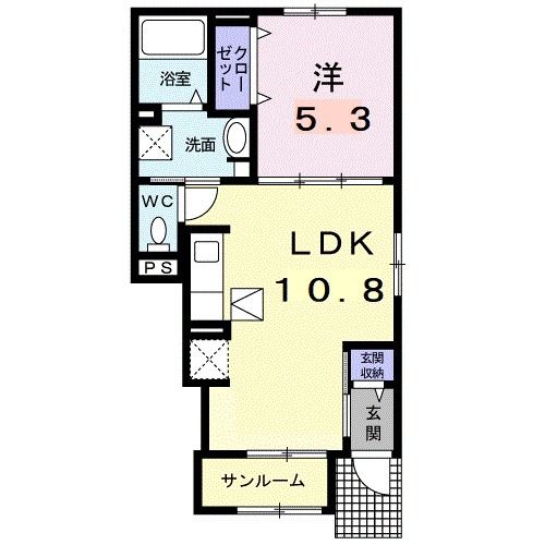 かほく市外日角のアパートの間取り