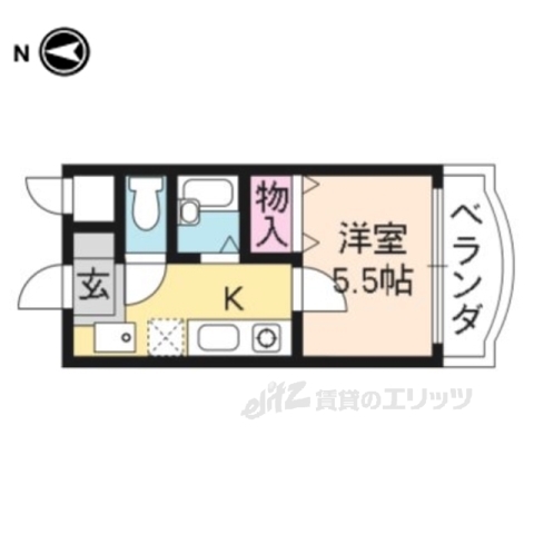 京都市山科区安朱南屋敷町のマンションの間取り