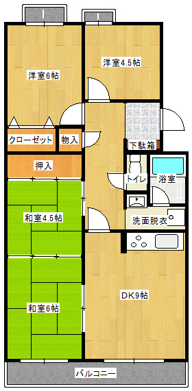 【コープ野村浅生公園戸畑1号棟の間取り】